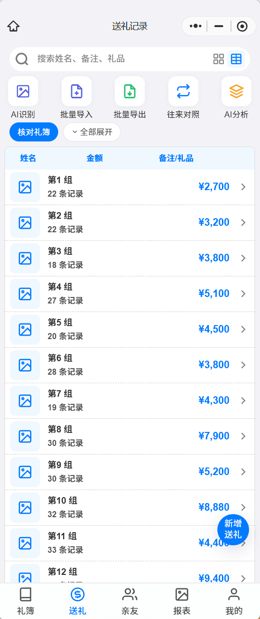 核对送礼